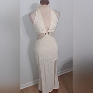 SHEIN Cream Backless Halter Dress- W SZ Med - 6